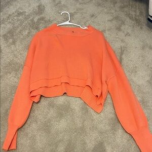 Free People Orange Cropped Sweater